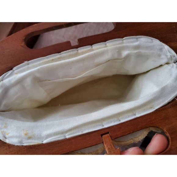 Vintage Boho Cottage Core Linen Floral Handmade Embroidered Top Handle Clutch - Picture 11 of 11